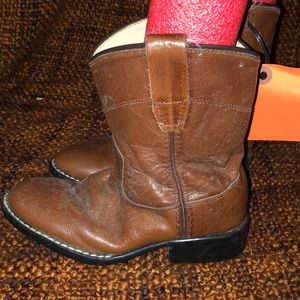 Old West boys cowboy boots leather 10 1/2